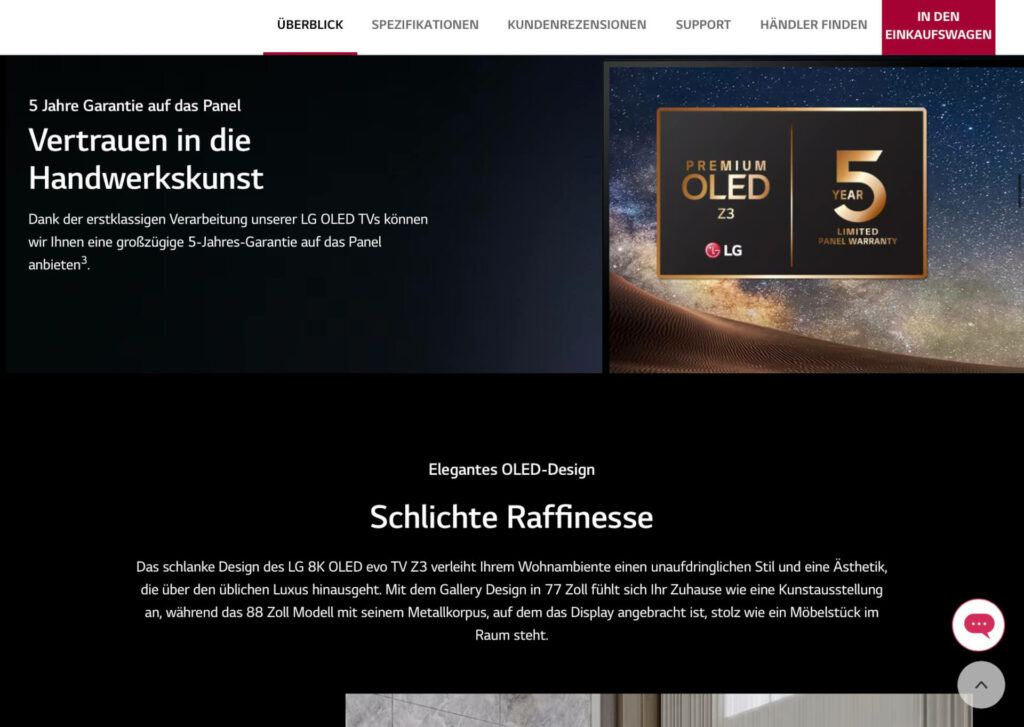 Screenshot einer Produktbeschreibung von LG (Bild 5)