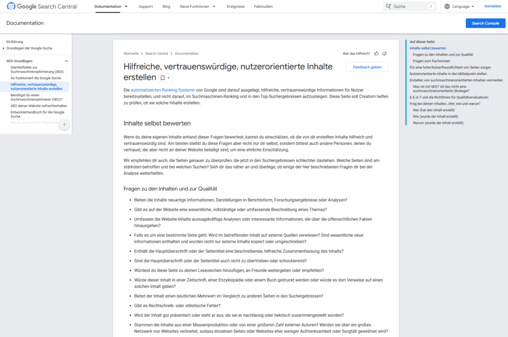 Google Search Central Leitfaden für SEO-konforme Content-Erstellung mit Fokus auf hilfreiche und vertrauenswürdige Inhalte